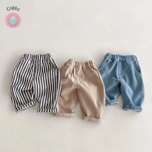 Casual Elastic Waist Kids Trousers