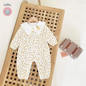 Cute Floral Long Sleeve Baby Girls Jumpsuit