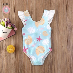 Newborn Baby Girls Shell Print Swimsuit