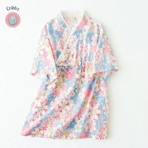 Japanese Floral Kimono Nightdress for Kids