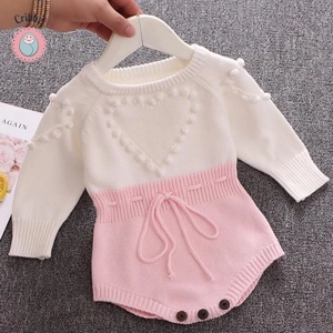 Spring Heart Knitted Jumpsuit for Infants