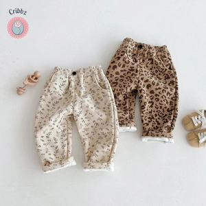 Cozy Floral Fleece Lined Kids Trousers