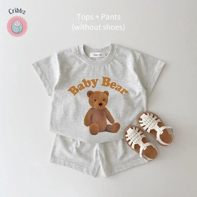 Baby Boy Bear Print Short Set title=