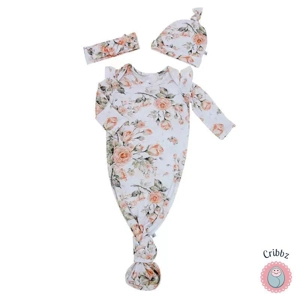 Bamboo Floral Knotted Gown for Newborns