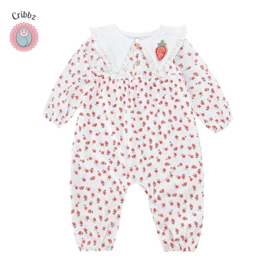 Cute Floral Long Sleeve Baby Girls Jumpsuit title=
