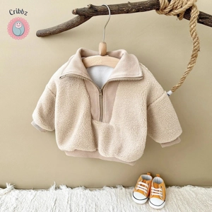 Baby Lamb Wool Zippered Winter Coat