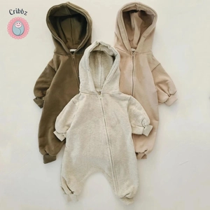 Baby Hooded Zipper Climbing Bodysuit