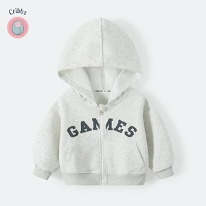 Kids Autumn Hooded Letter Print Jacket