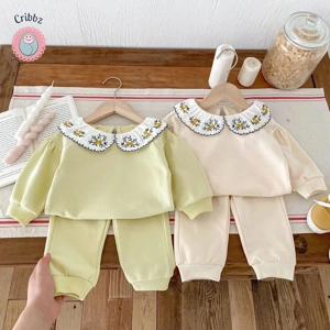Girls Embroidered Doll Collar Hoodie Set