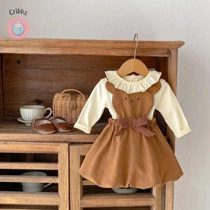 Cute Cartoon Bear Dress Set for Toddlers