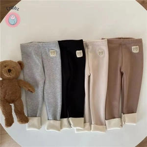 Cute Bear Fur Padded Kids Leggings