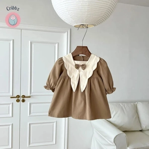 Retro Ruffle Bow Knot Dress for Girls