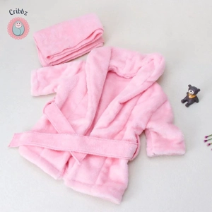 Newborn Faux Fur Bathrobe Set