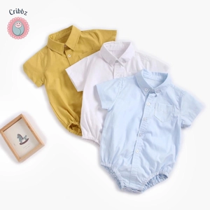 Cotton Baby Boy Short Sleeve Bodysuits