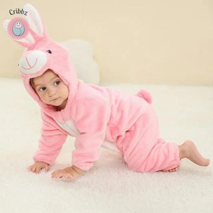 Hooded Flannel Baby Romper Jumpsuit