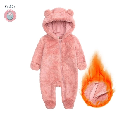 Winter Fleece Baby Romper and Hoodie title=