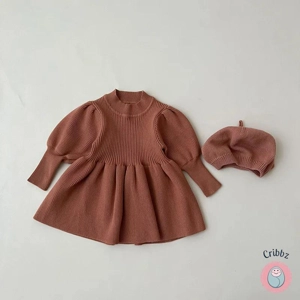 Autumn Vintage Style Puff Sleeve Dress