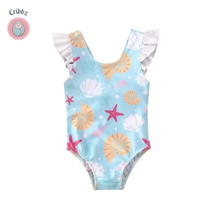 Newborn Baby Girls Shell Print Swimsuit