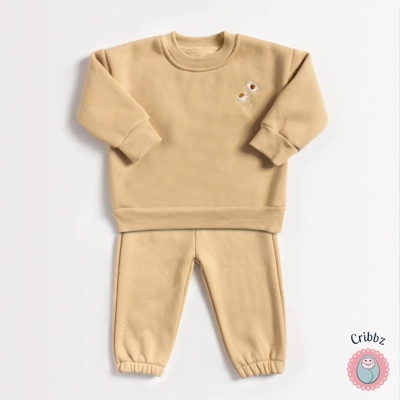 Baby Girls Fleece Daisy Sweatshirt and Jogger Set title=