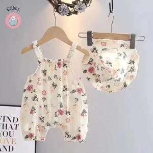Trendy Floral Cotton Toddler Jumpsuit