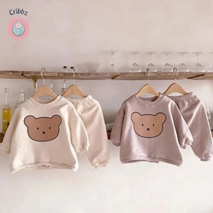 MILANCEL Toddler Bear Head Hoodie Set