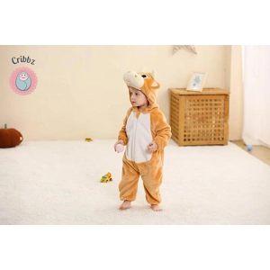 Hooded Flannel Baby Romper Jumpsuit