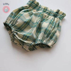 Green Plaid Baby Girls Clothing Set