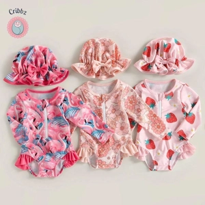 Strawberry Print Toddler Swimsuit Set