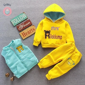Cozy Cartoon Bear Fleece Outfit Set