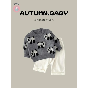 Korean Panda Embroidered Baby Sweater