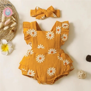 Infant Girl Ruffle Sleeveless Romper Outfit