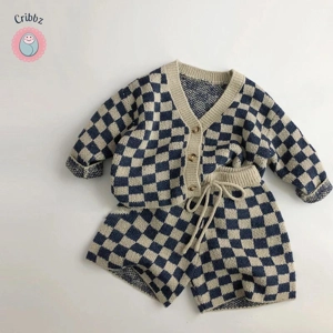 Plaid Sweater and Shorts Set for Kids