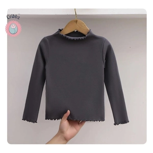 Girls Black Fungus Edge Long Sleeve T-shirt