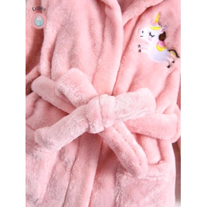 Kids Unicorn Fleece Hooded Bathrobe