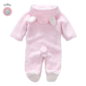 Winter Plush Baby Cartoon Hooded Romper
