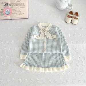 Girls Plaid Sweater and Skirt Set