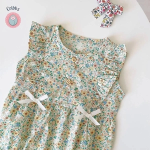 Cute Floral Sleeveless Baby Girls Bodysuit