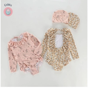 Floral Ruffle Collar One-Piece Swimsuit