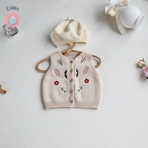 Knit Embroidery Vest for Toddler Girls