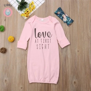 Cute Baby Girl Sleepwear with Bow Headband