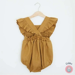 Summer Ruffled Cotton Linen Baby Romper