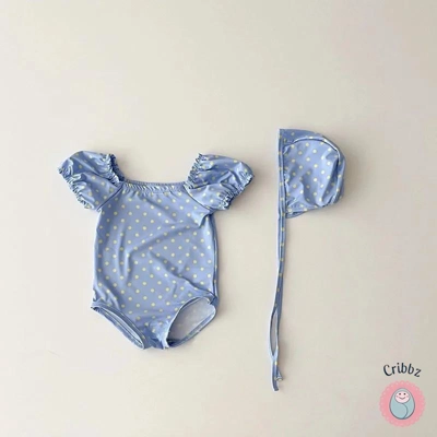 Girls Heart Print One Piece Swimsuit title=