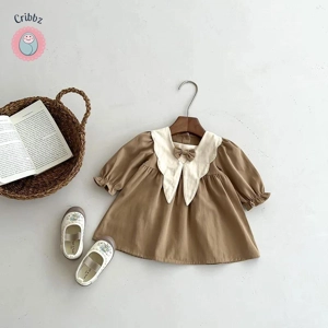 Retro Ruffle Bow Knot Dress for Girls