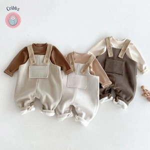 Fashionable Fleece Lined Baby Overalls