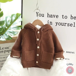 **Kids Winter Fur-Lined Knit Cardigans**