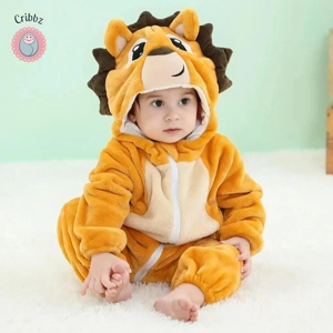 Winter Dinosaur Hooded Baby Jumpsuit