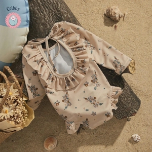 Girls Floral Long Sleeve Swimsuit