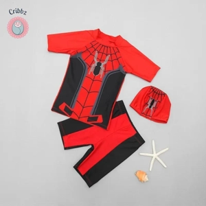 Boys Short Sleeve Swimwear Set with Hat