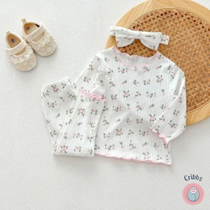 Soft Pink Floral Baby Pajamas Set