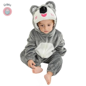 Hooded Flannel Baby Romper Jumpsuit